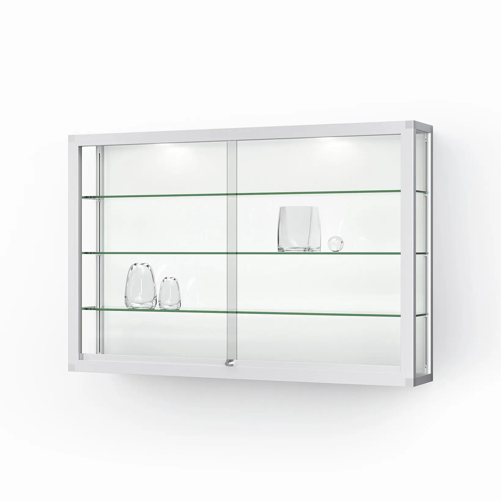Vitrine, Wandvitrine, Glasvitrine, Halogenbeleuchtung, Schrank